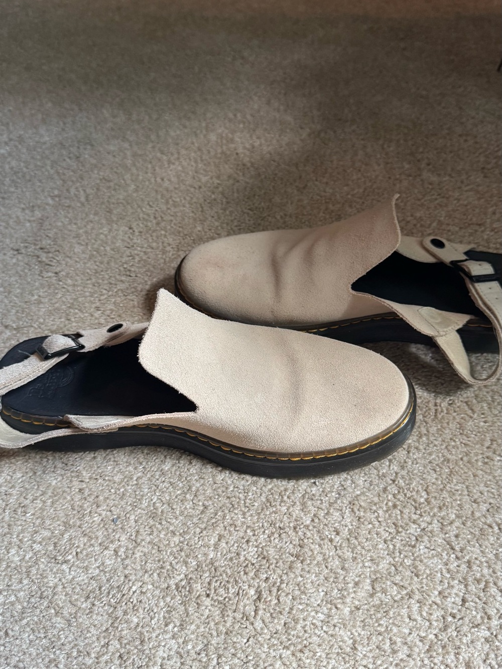 Dr. Martens Cream Suede Slip-On Loafers with Black Sole - Picture 3 of 8